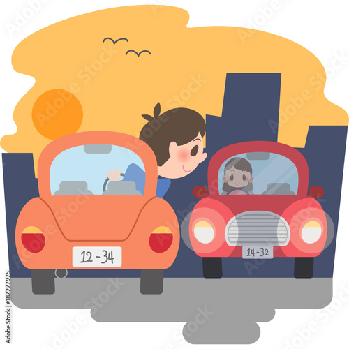 ライトが付いている自動車
