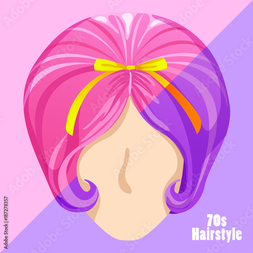 70s Vintage Hairstyle Set : Vector Illustration