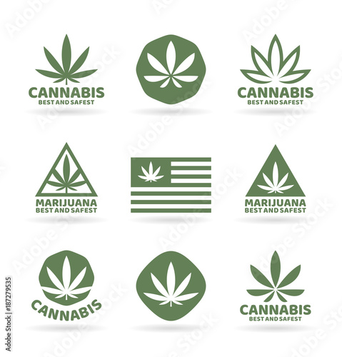 Medical marijuana and cannabis logo design elements. Vector illustration and logotype template
