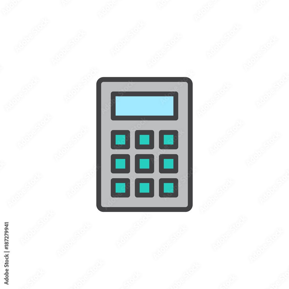 Calculator filled outline icon, line vector sign, linear colorful pictogram isolated on white. Symbol, logo illustration. Pixel perfect vector graphics Calculator filled outline icon, line vector sign, linear colorful pictogram isolated on white. Symbol, logo illustration. Pixel perfect vector graphics