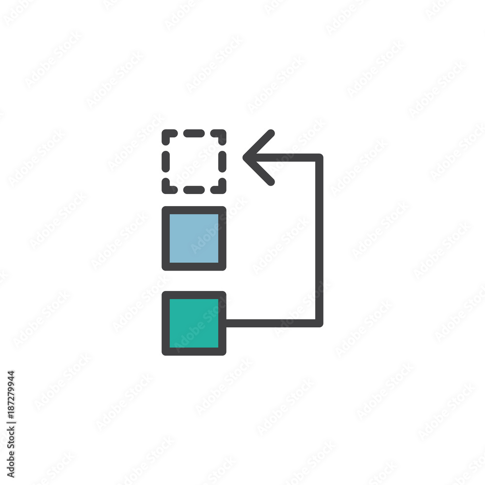 Fototapeta premium Workflow or process filled outline icon, line vector sign, linear colorful pictogram isolated on white. Symbol, logo illustration. Pixel perfect vector graphics