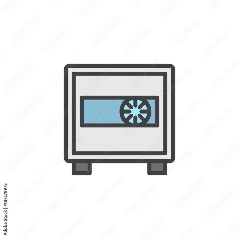 Bank safe filled outline icon, line vector sign, linear colorful pictogram isolated on white. Strongbox symbol, logo illustration. Pixel perfect vector graphics Bank safe filled outline icon, line vector sign, linear colorful pictogram isolated on white. Strongbox symbol, logo illustration. Pixel perfect vector graphics