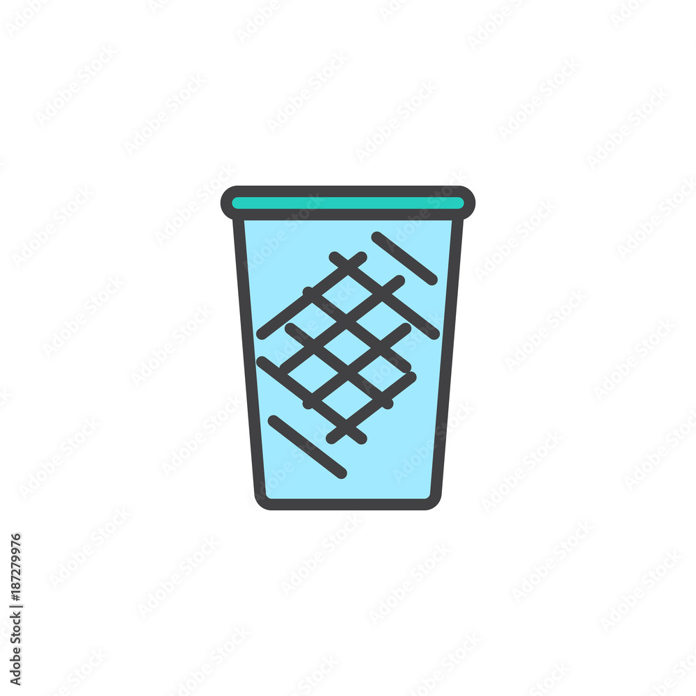 Trash can filled outline icon, line vector sign, linear colorful pictogram isolated on white. Recycle bin symbol, logo illustration. Pixel perfect vector graphics