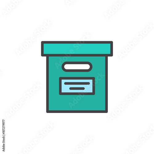 Office file box filled outline icon, line vector sign, linear colorful pictogram isolated on white. Archive symbol, logo illustration. Pixel perfect vector graphics