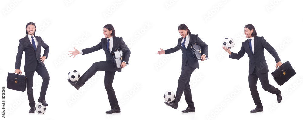 Man with football isolated on white Man with football isolated on white
