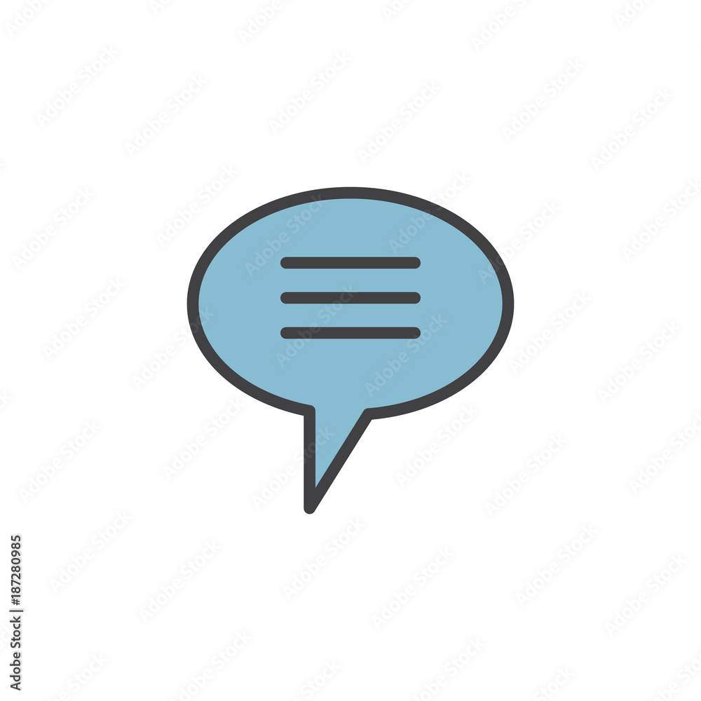 Chat speech bubble filled outline icon, line vector sign, linear colorful pictogram isolated on white. Chatting symbol, logo illustration. Pixel perfect vector graphics