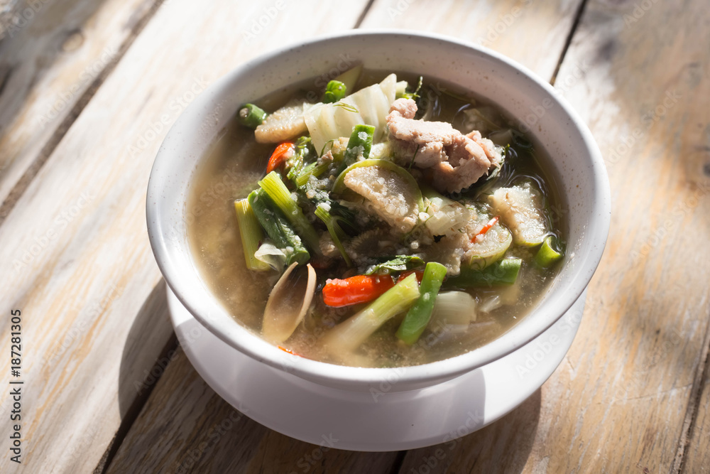 Thai Curry pork Soup.Thai style