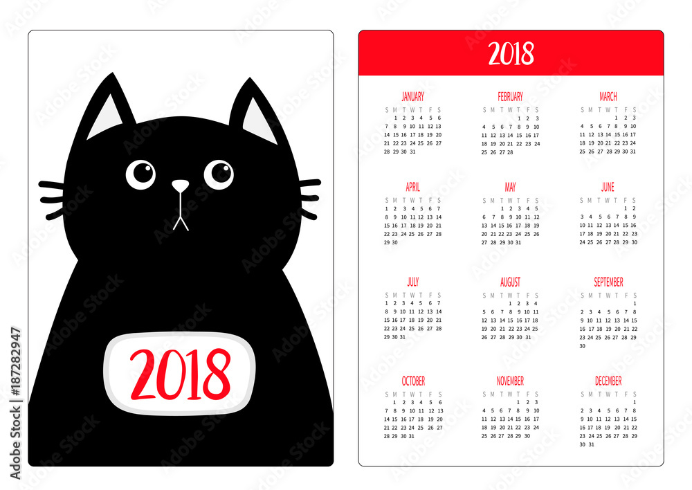 Pocket Calendar 18 Year Week Starts Sunday Black Cat Body Cute Cartoon Funny Character Kawaii Animal Love Pet Flat Design Style White Background Isolated Stock Vector Adobe Stock Pocket Calendar 18 Year Week Starts Sunday Black Cat Body Cute Cartoon Funny Character Kawaii Animal Love Pet Flat Design Style White Background Isolated Stock Vector Adobe Stock
