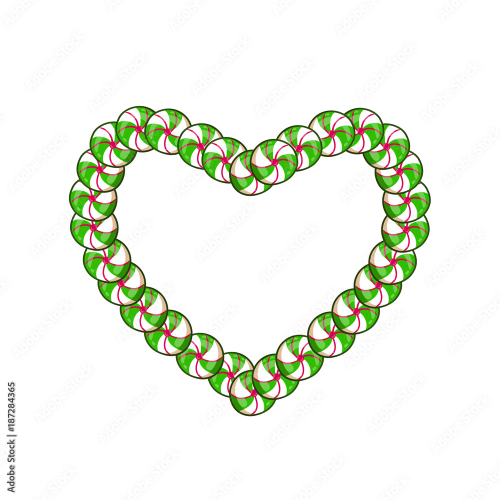 Obraz premium Green and white heart candy frame with space for text