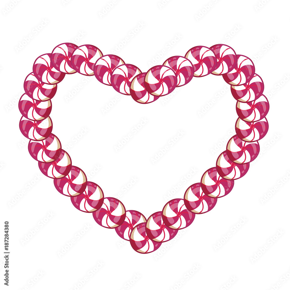 Obraz premium Pink and white heart candy frame with space for text
