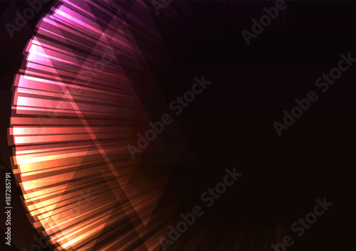 orange pink abstract firework with triangle overlap background, circle layer bloom line, technology geometric background, vector illustration