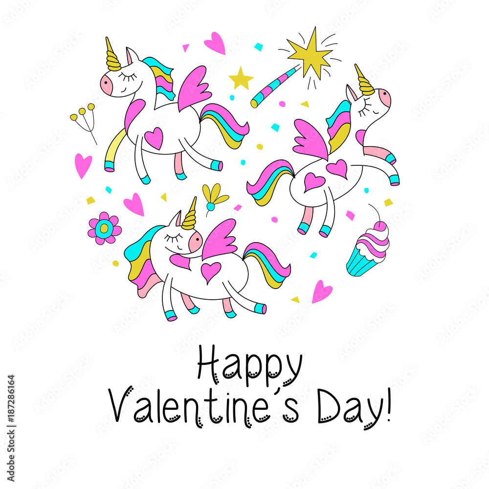 Unicorns Valentine's day illustration. Unicorns Valentine's day illustration.