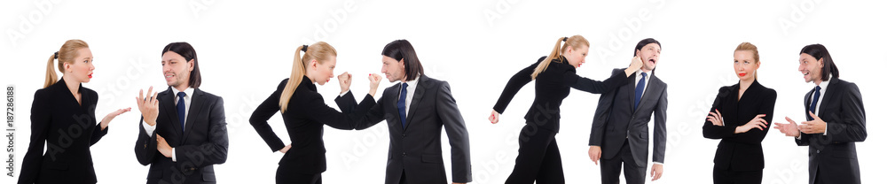 Businessman and businesswoman isolated on white Businessman and businesswoman isolated on white
