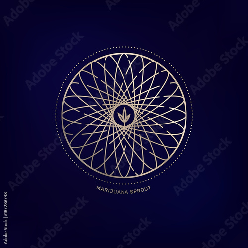 Marijuana sprout circle emblem