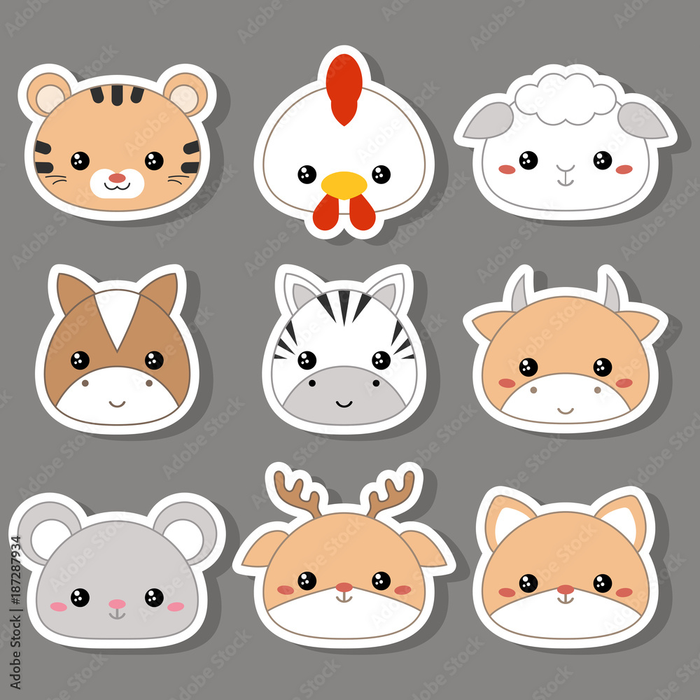 Vector illustration of animal faces. Vector illustration of animal faces.