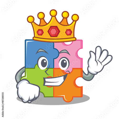 king puzzle mascot cartoon style