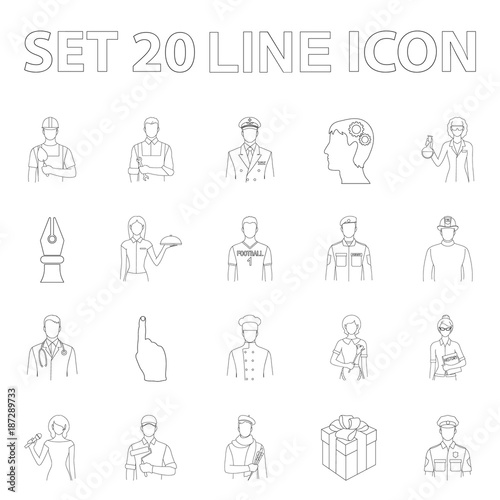 People of different professions outline icons in set collection for design. Worker and specialist vector symbol stock web illustration.