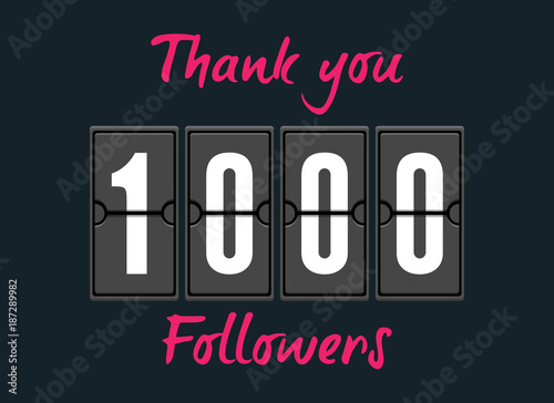 1000 followers . Greeting card for social networks.