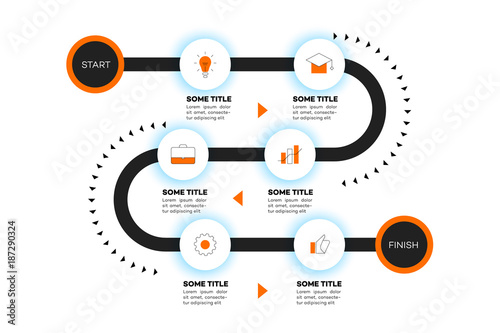 Layered Infographic Timeline. Vector Roadmap, Template For Modern Business Presentation, Annual Reports, Layouts