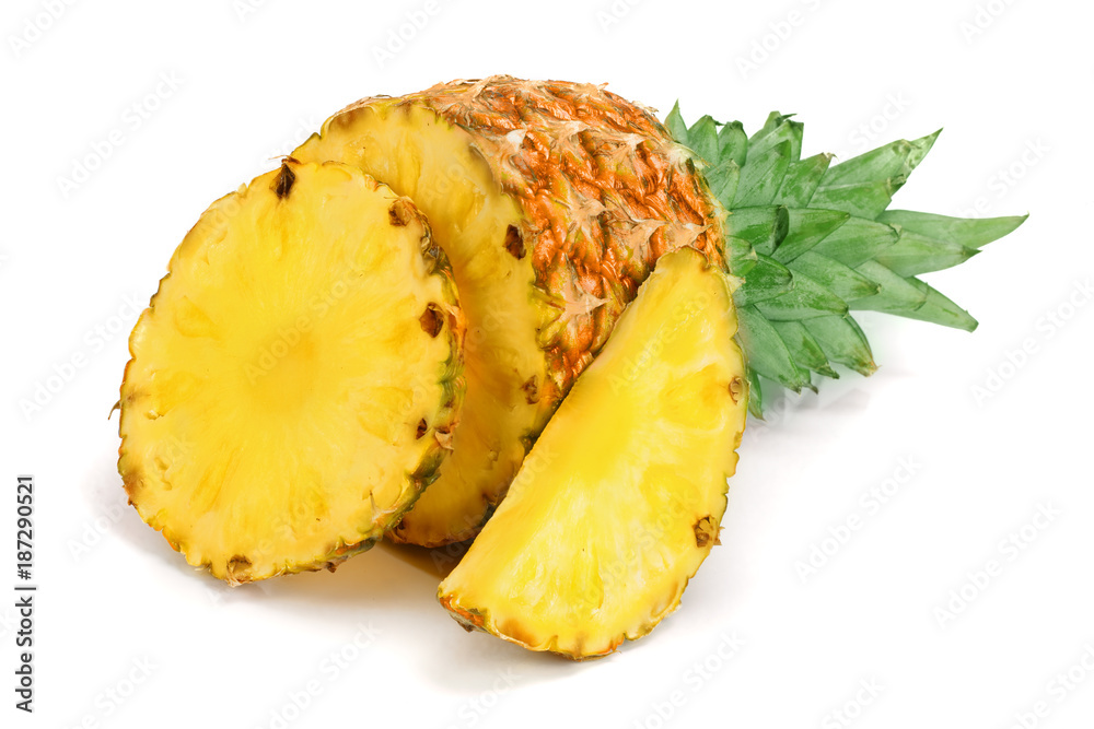 pineapple with slices isolated on white background pineapple with slices isolated on white background