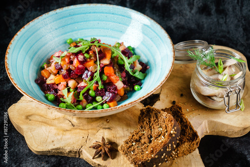 beetroot salad with herring