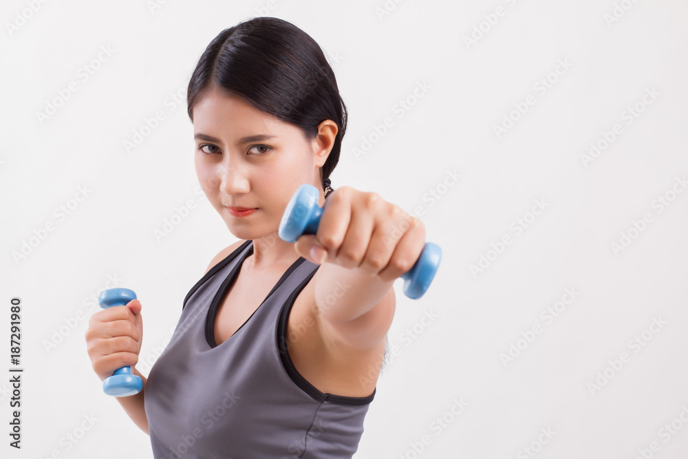 healthy fitness woman weight training with dumbbell healthy fitness woman weight training with dumbbell