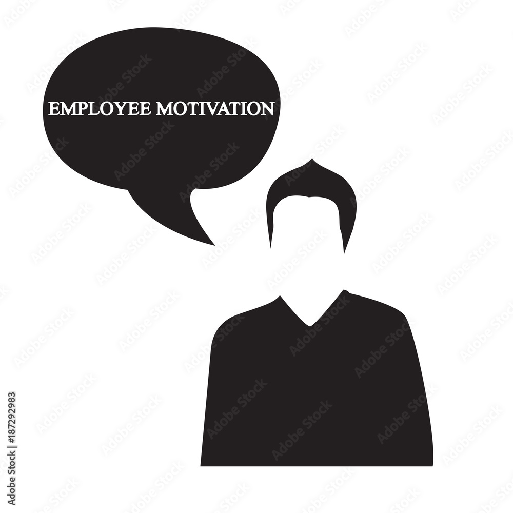 A silhouette of a man says. Business illustration with the inscription:employee motivation