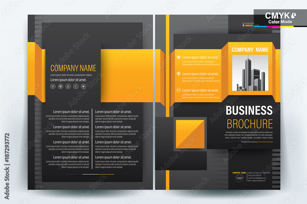 Brochure Cover Layout with Yellow and Black Geometric , A4 Size Vector Template Brochure Cover Layout with Yellow and Black Geometric , A4 Size Vector Template