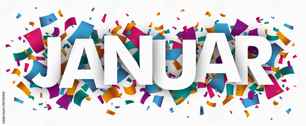 Januar Banner mit Konfetti Januar Banner mit Konfetti