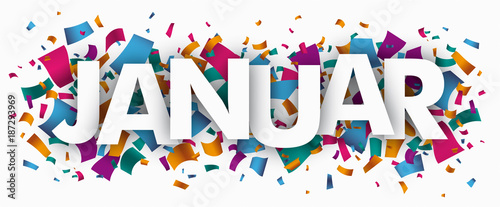 Januar Banner mit Konfetti