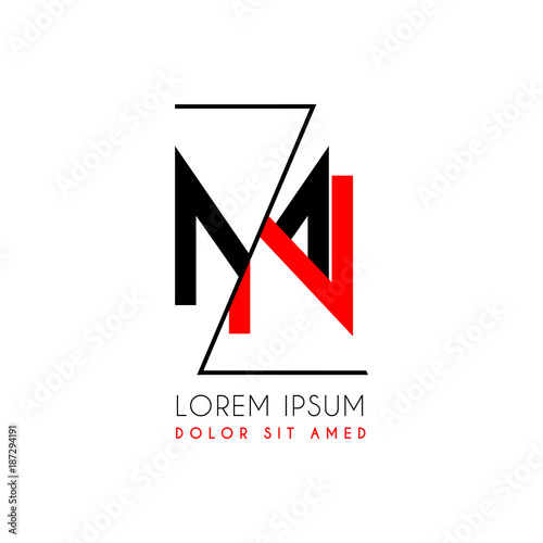 MN logo letter separated by a black zigzag line