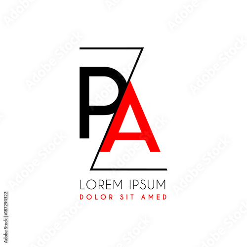 PA logo letter separated by a black zigzag line