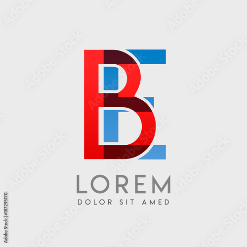 BE logo letters with "blue and red" gradation