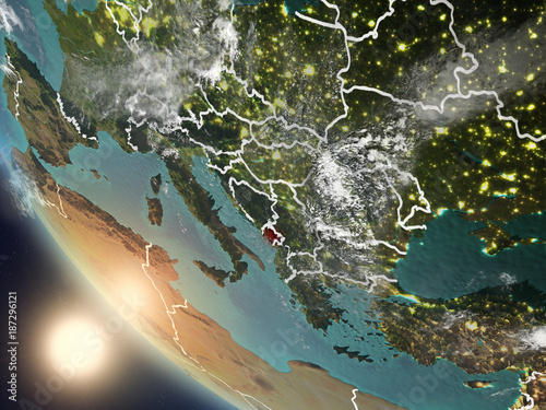 Sunset above Montenegro from space © harvepino