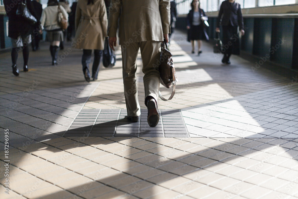 Naklejka premium 歩くサラリーマンの後ろ姿