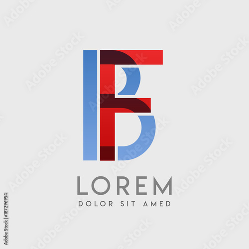 FB logo letters with "blue and red" gradation