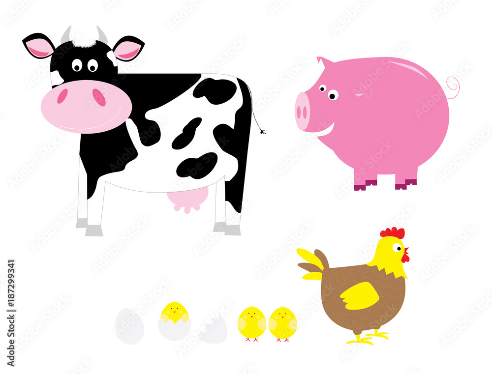 cute cartoon farm animals set cute cartoon farm animals set