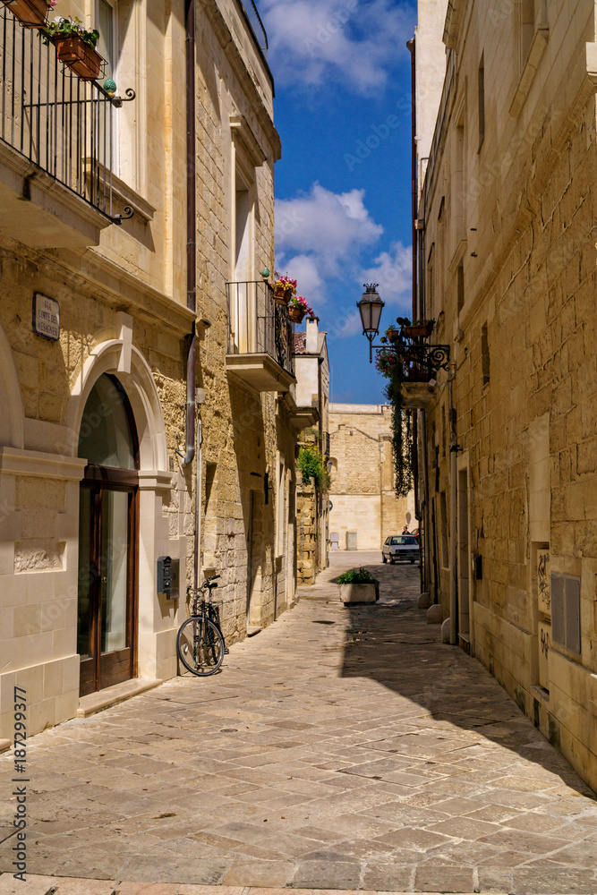 Street in the beautiful baroque city of Lecce in southern Italy