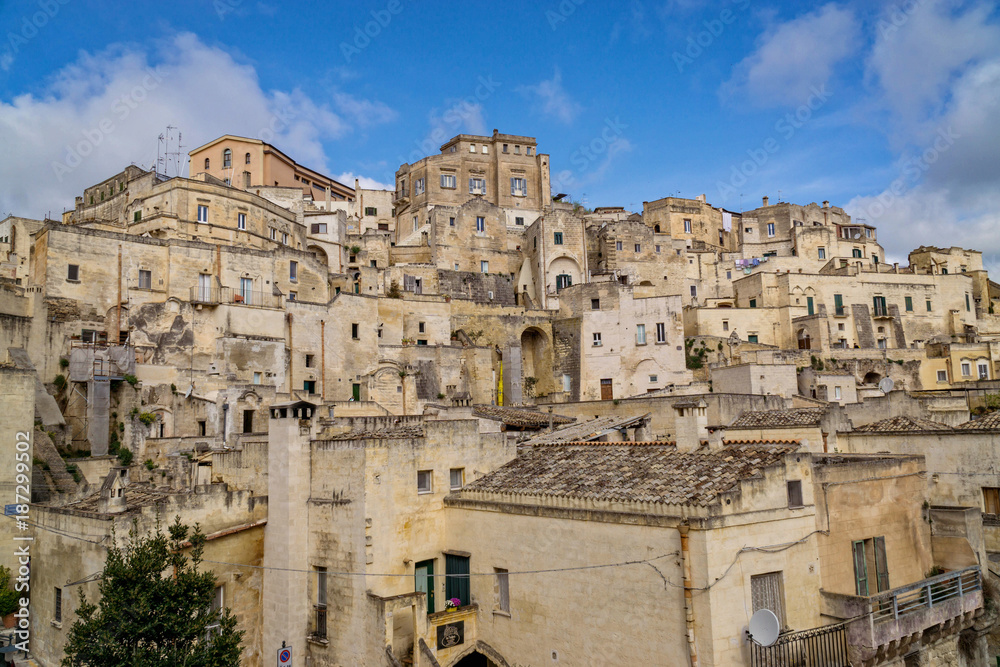 The labyrinth of streets in ancient Matera destination of southern Italy, with rock houses and cave dwellings