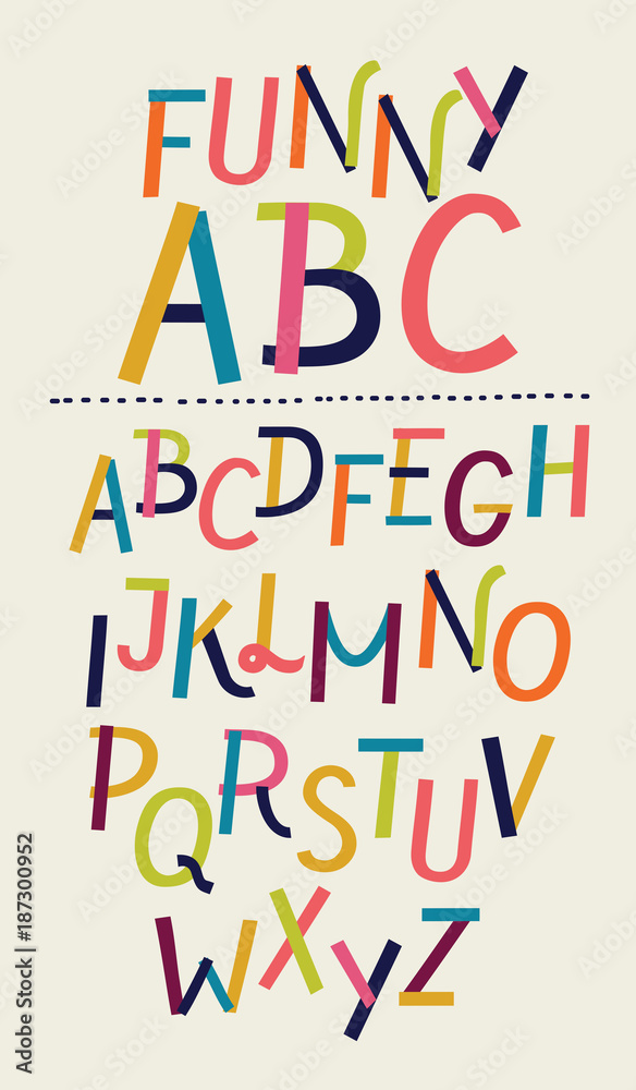 Vector of modern paper font and alphabet