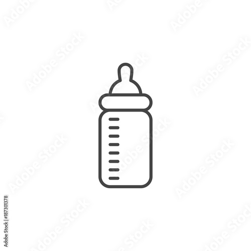 Baby feeding bottle vector line icon