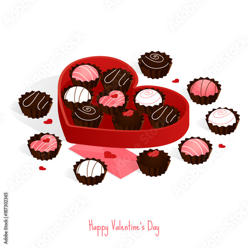 happy valentine's day,isometric chocolate cake gift set box vector