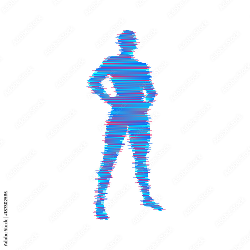 Standing man. 3d human body model. Design element. Man stands on his feet. Vector illustration.
