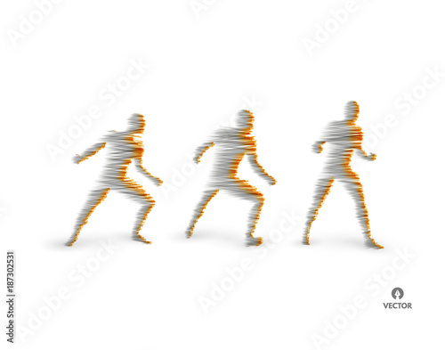 Kickbox fighter preparing to execute a high kick. Silhouette of a fighting man. Design template for sport. Emblem for training. Vector illustration.