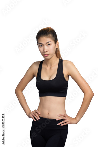 Growth portrait of fitness woman in sportswear.