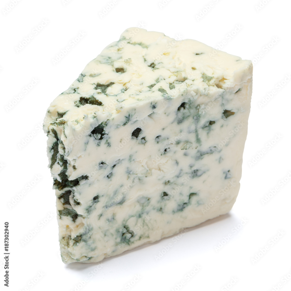 blue cheese on a white background. Clipping path