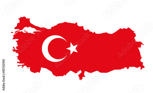vector illustration of turkey flag and map