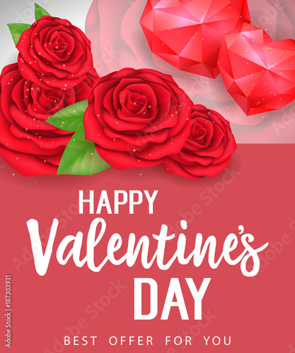 Valentines Best Offer Lettering with Roses