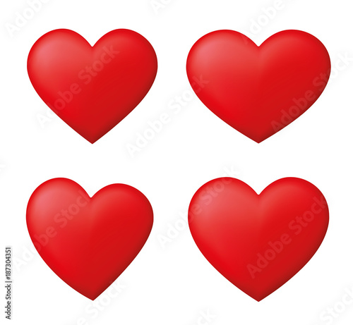 Perfect red hearts set - stock vector.