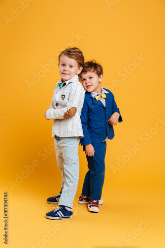 Two funny little children brothers